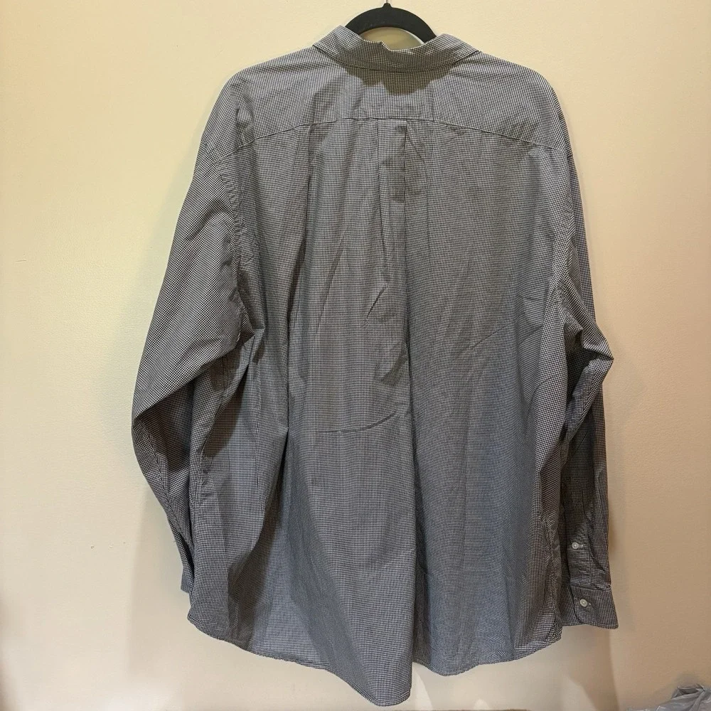 Ralph Lauren Pony Check Long Sleeve Cotton Button Down Shirt 3XB Big Black White